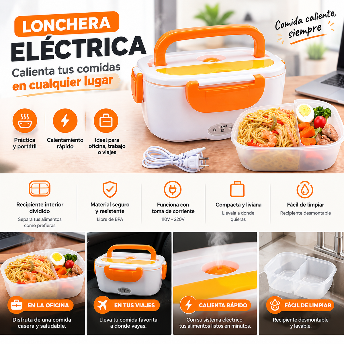 Lonchera Electrica Portatil Calentadora