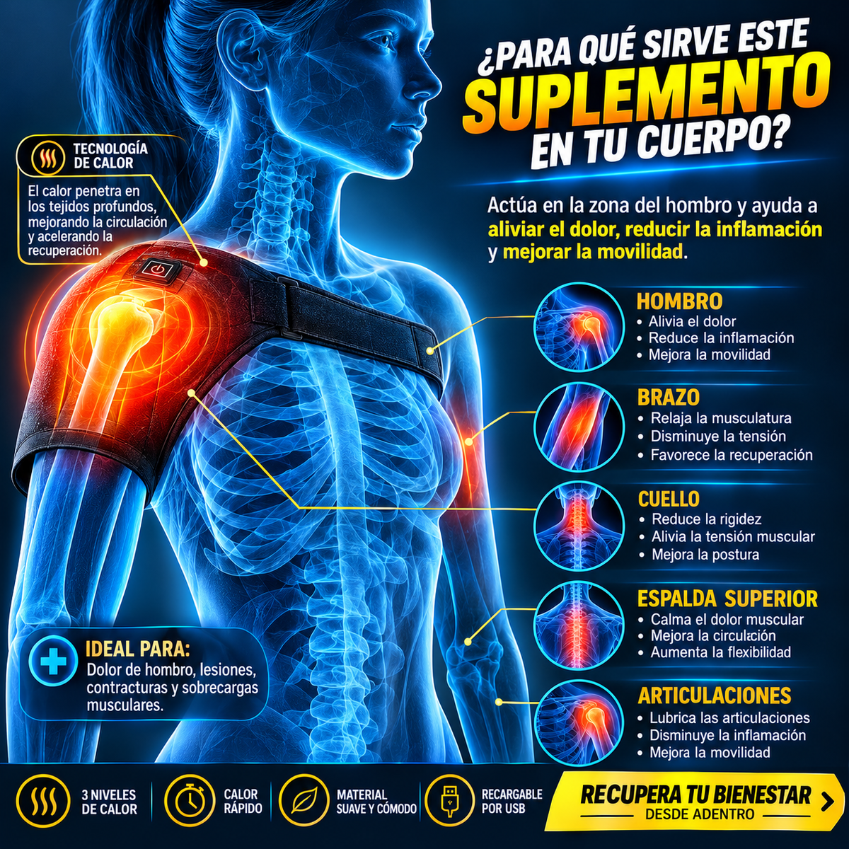 Hombrera Térmica 3 Niveles Calor